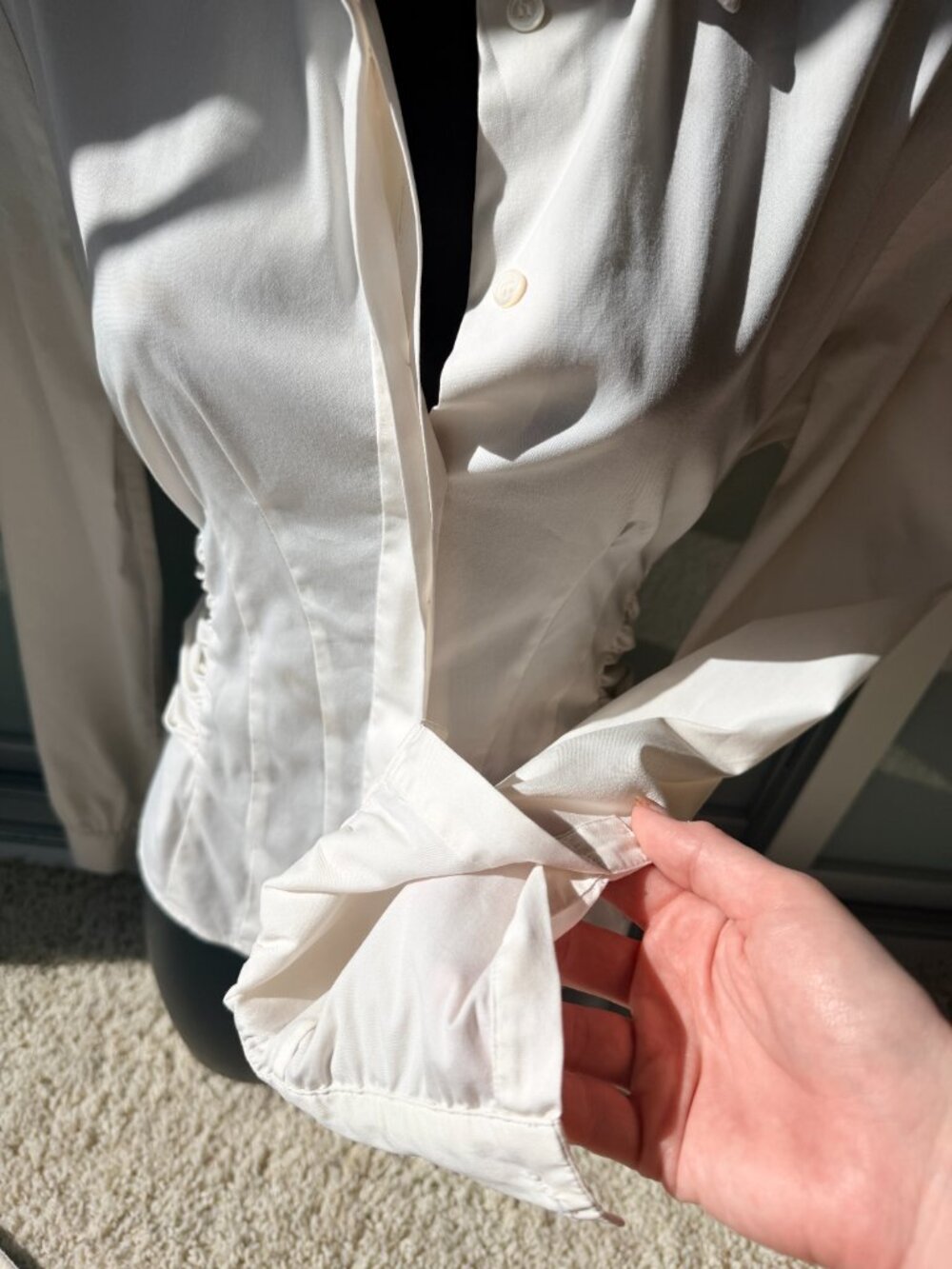 Prada White Wrap Bow Tie Waist Corset Button Down Blouse - Picture 9 of 13
